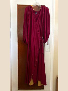 NWT Witchy Burgundy with Goldenrod Hooded Wrap Dress 2X/3X The Oblong Box Shop